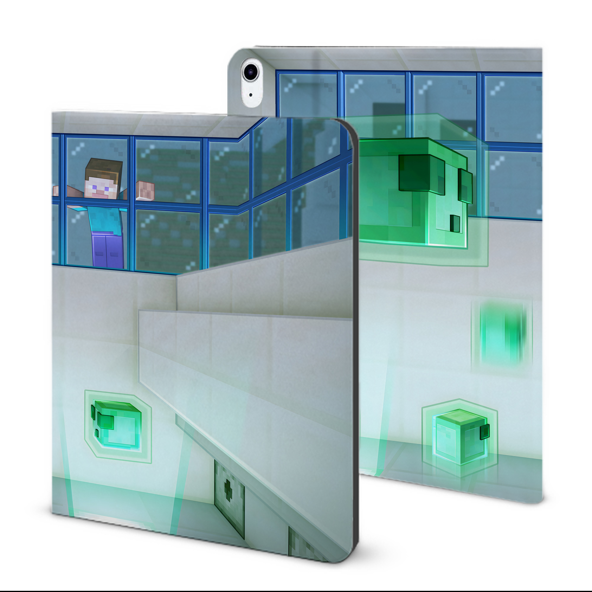 （画像用） マインクラフト ブロックの世界 Minecraft MC Block world IPad ケース ブック型 PUレザー TPU 耐衝撃 軽量 薄型 ペン収納なし 全面保護 IPad 各モデル対応